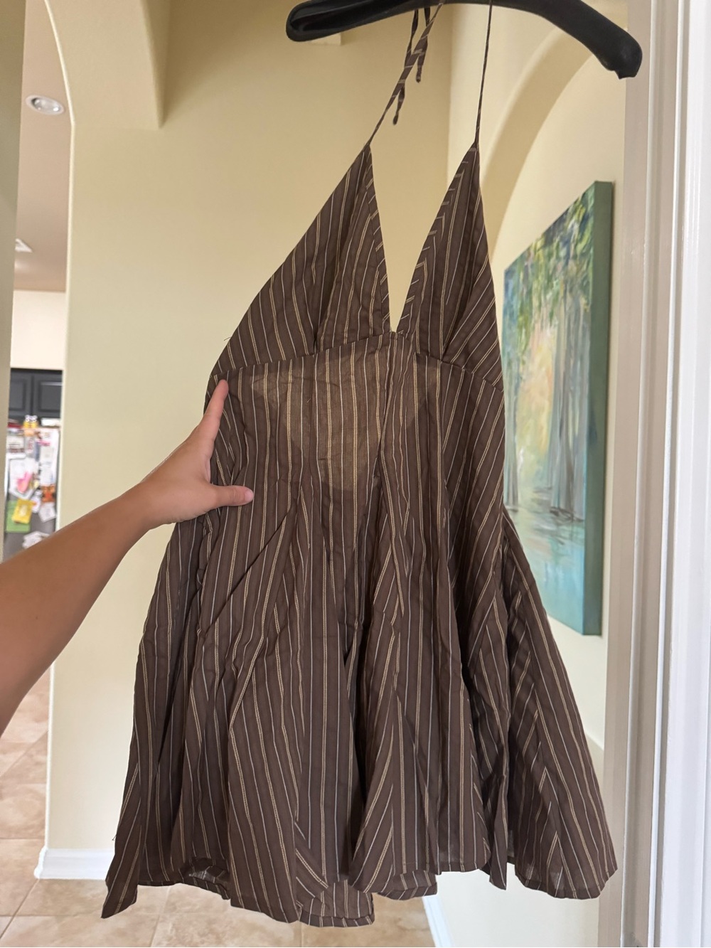 VRG GRL August Mini Dress Brown Stripe